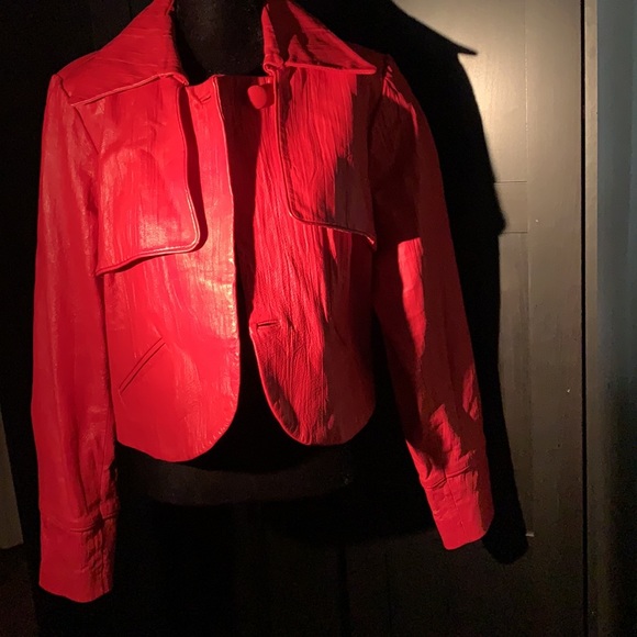 RED LEATHER JACKET - Picture 3 of 8